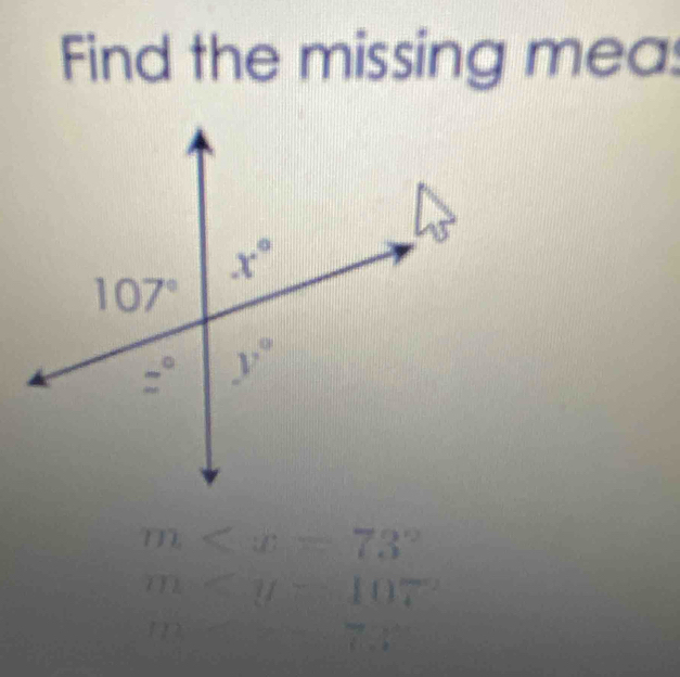 Find the missing meas
m
m
112
frac 7a