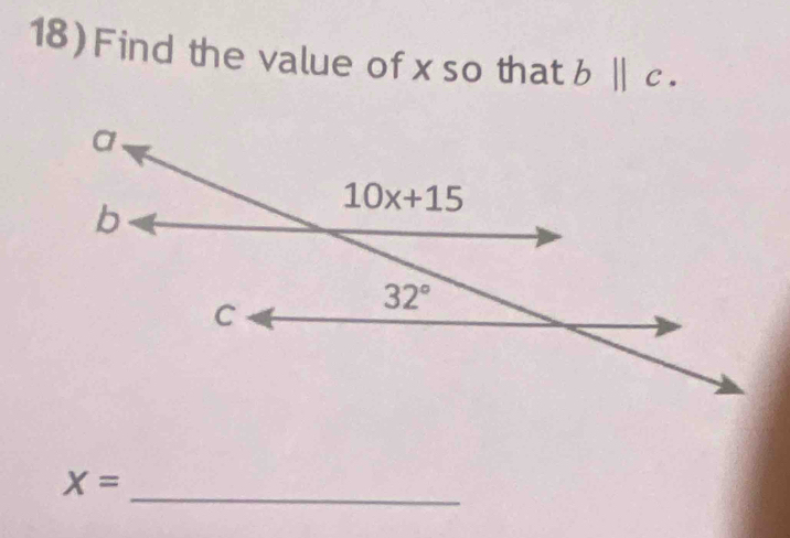 Find the value of x so that b Ⅱc.
_
X=