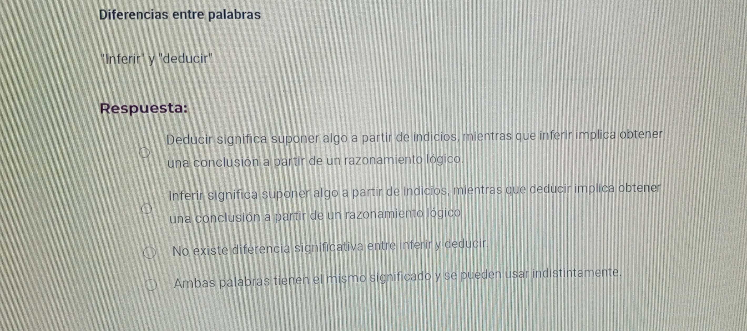 Resuelto:Diferencias entre palabras 
