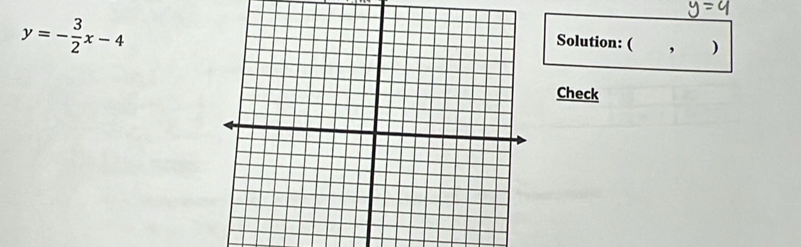 y=- 3/2 x-4
Solution: ( , ) 
Check