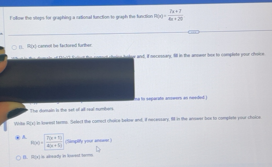 Solved: Follow the steps for graphing a rational function to graph the ...