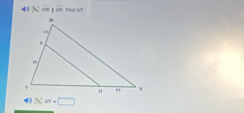 ω overline VW |overline UX. Find LY.
UY=□