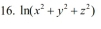 ln (x^2+y^2+z^2)