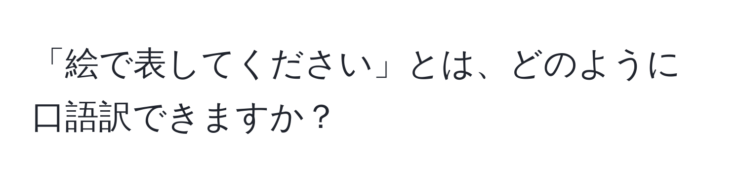 「絵で表してください」とは、どのように口語訳できますか？