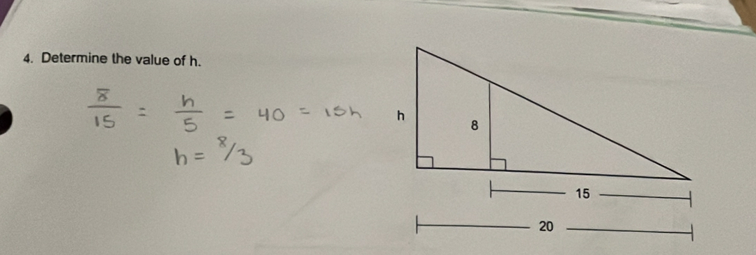 Determine the value of h.