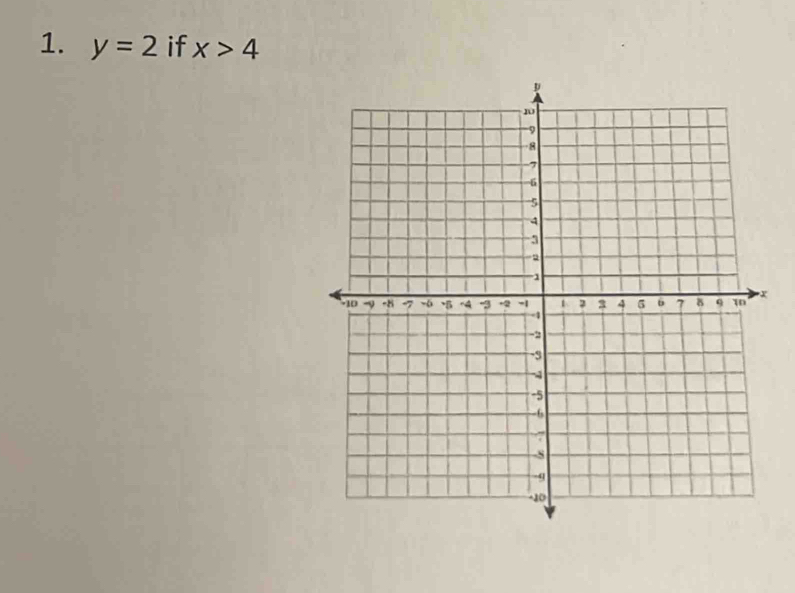 y=2 if x>4