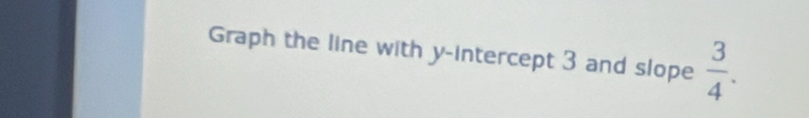 Graph the line with y-intercept 3 and slope  3/4 .