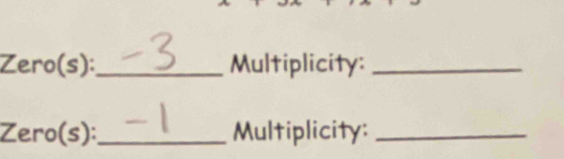 Zero(s):_ Multiplicity:_ 
Zero(s):_ Multiplicity:_