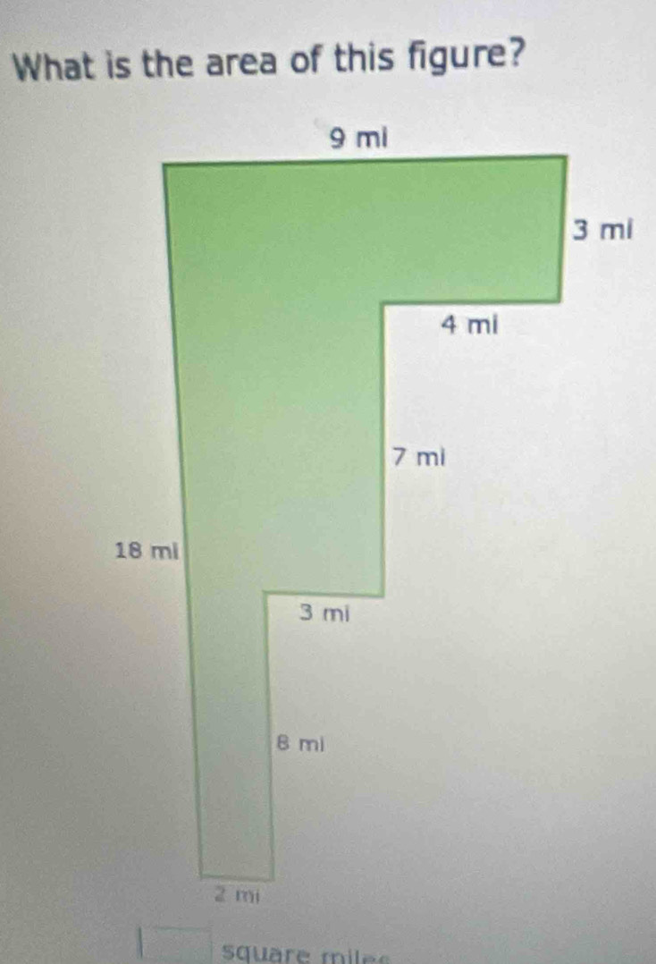 What is the area of this figure? 
s quäre m ile