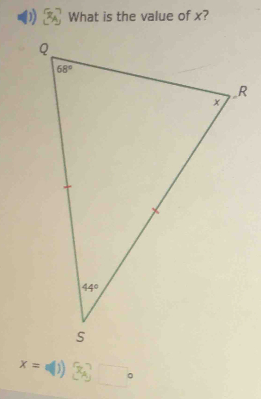 What is the value of x?
x=(1))  x_A □°