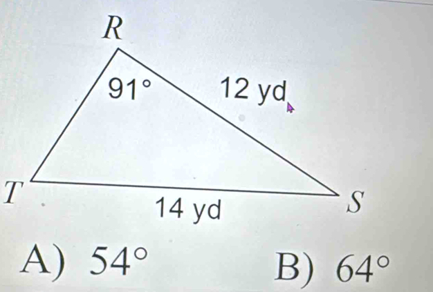 A) 54°
B) 64°