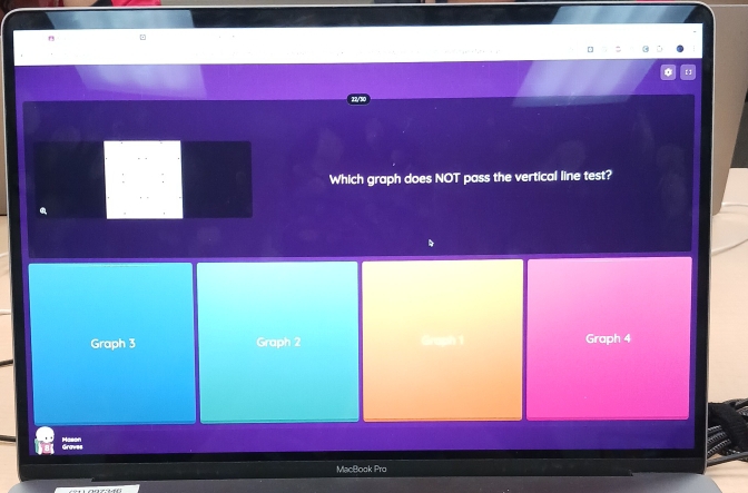 Which graph does NOT pass the vertical line test? 
Graph 3 Graph 2 Graph 4
MacBook Pro