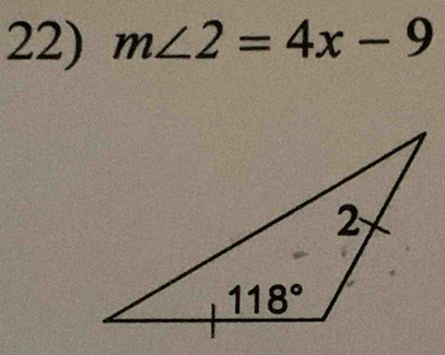 m∠ 2=4x-9