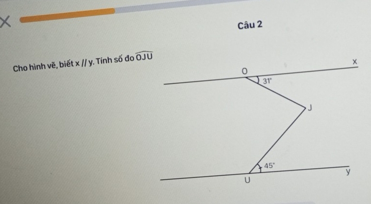 Cho hình vẽ, biết xparallel y :. Tính số đo