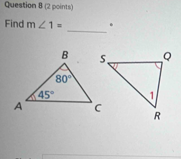 Find m∠ 1= 。