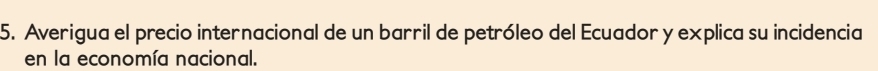 Averigua el precio internacional de un barril de petróleo del Ecuador y explica su incidencia 
en la economía nacional.