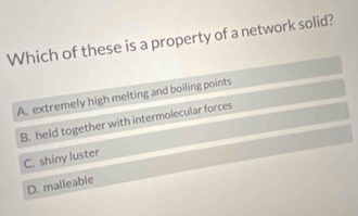 ese is a property of a network solid?