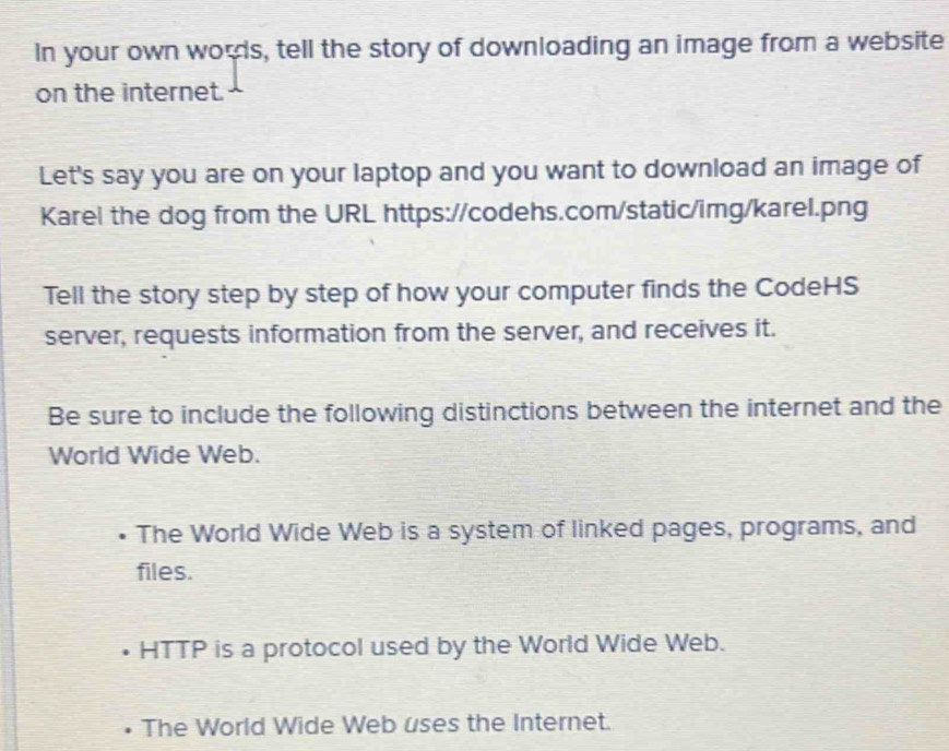 Solved: In your own words, tell the story of downloading an image from ...