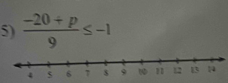  (-20+p)/9 ≤ -1