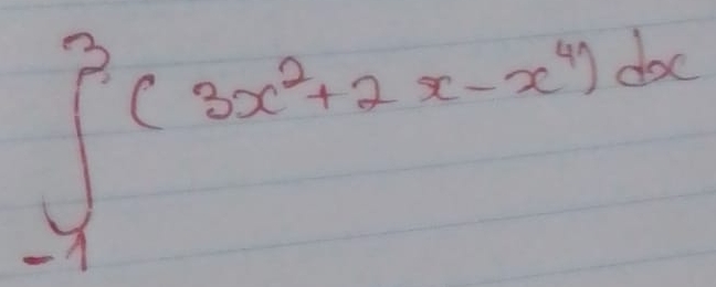 ∈tlimits _(-1)^3(3x^2+2x-x^4)dx