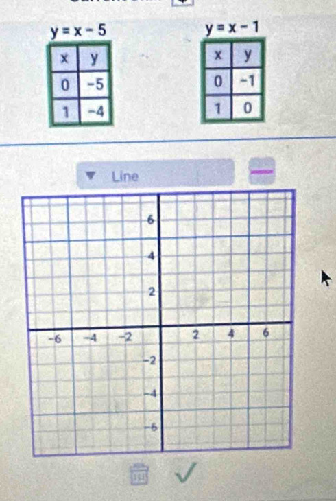 y=x-5
y=x-1

Line