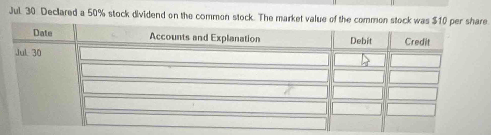 JuL 30 Declared a 50% stock dividend on the common stock. The market value of the come