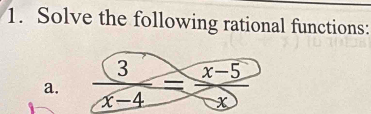 Solve the following rational functions:
a.