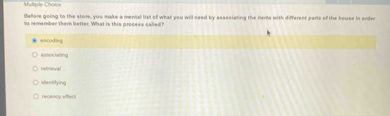Solved: Before going to the store, you make a mental list of what you ...