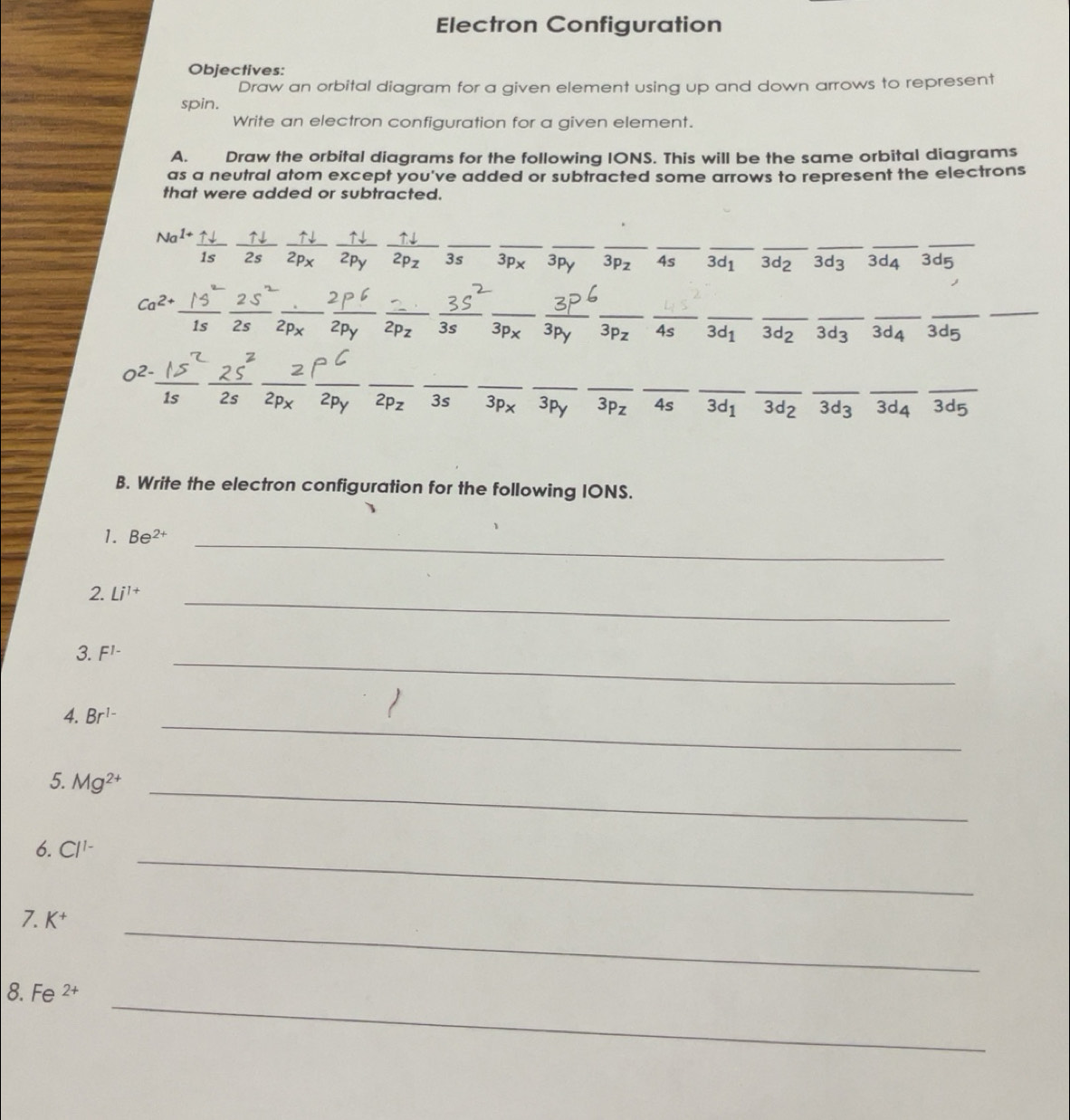 Solved: Electron Configuration Objectives: Draw an orbital diagram for ...