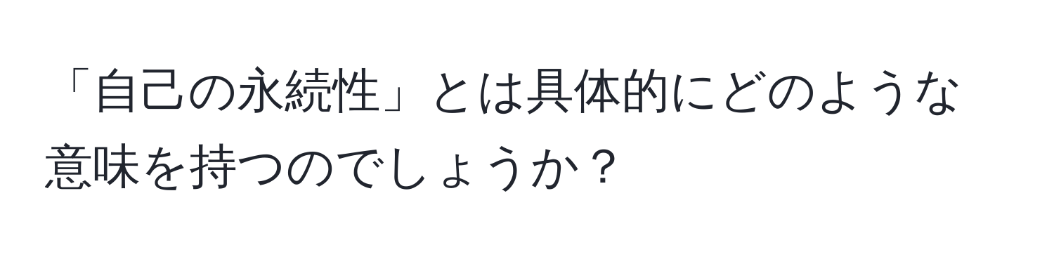 「自己の永続性」とは具体的にどのような意味を持つのでしょうか？