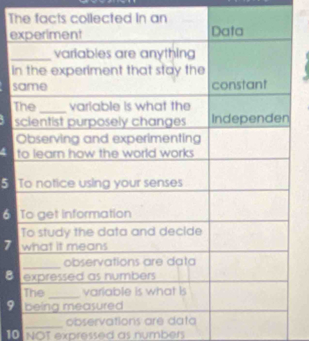 5
6
7
_ 
NOT expressed as numbers