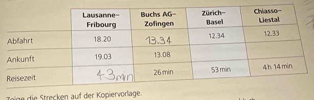 Zoige die Strecken auf der Kopiervorlage.