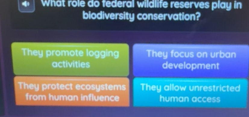 Gelöst:What role do federal wildlife reserves play in biodiversity ...
