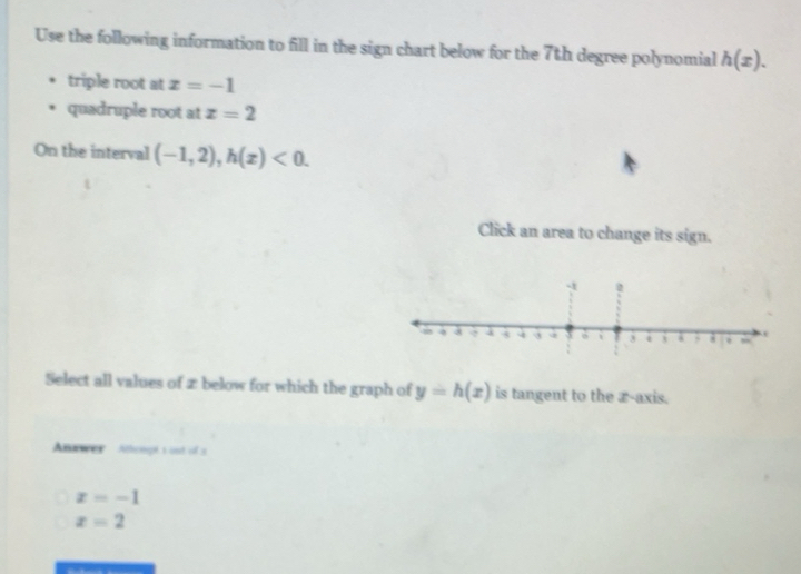 Solved: Use the following information to fill in the sign chart below ...
