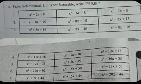 If it is not factorable, write "PRIME."