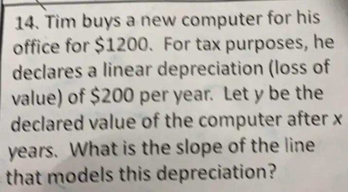 Solved: Tim buys a new computer for his office for $1200. For tax ...
