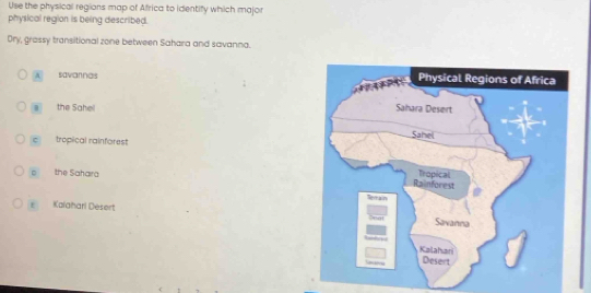 Solved: Use the physical regions map of Africa to identify which major ...