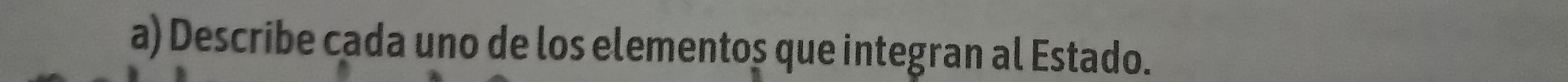 Describe cada uno de los elementos que integran al Estado.