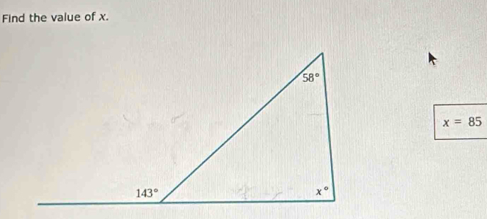 Find the value of x.
x=85