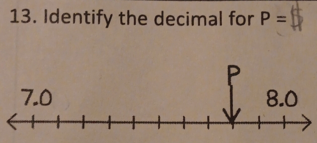 Identify the decimal for P=