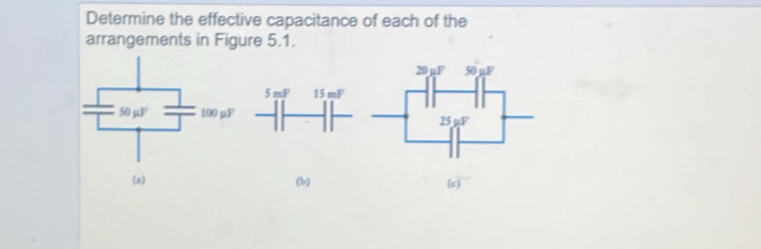 Determine the effective capacitance of each of the 
arrangements in Figure 5.1. 
(a)