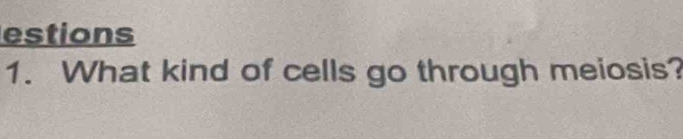 estions 
1. What kind of cells go through meiosis?