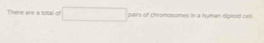 There are a total of pairs of chromosomes in a human diploid call.