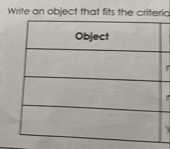 Write an object that fits the criteria 
a