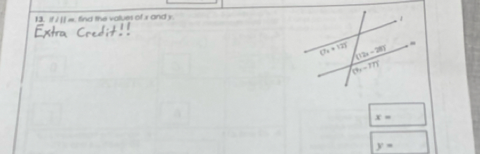 if / || m. , find the values of x and y.
x=
y=