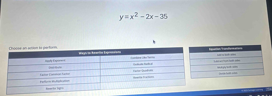 y=x^2-2x-35
0 2023 Camegie Learning