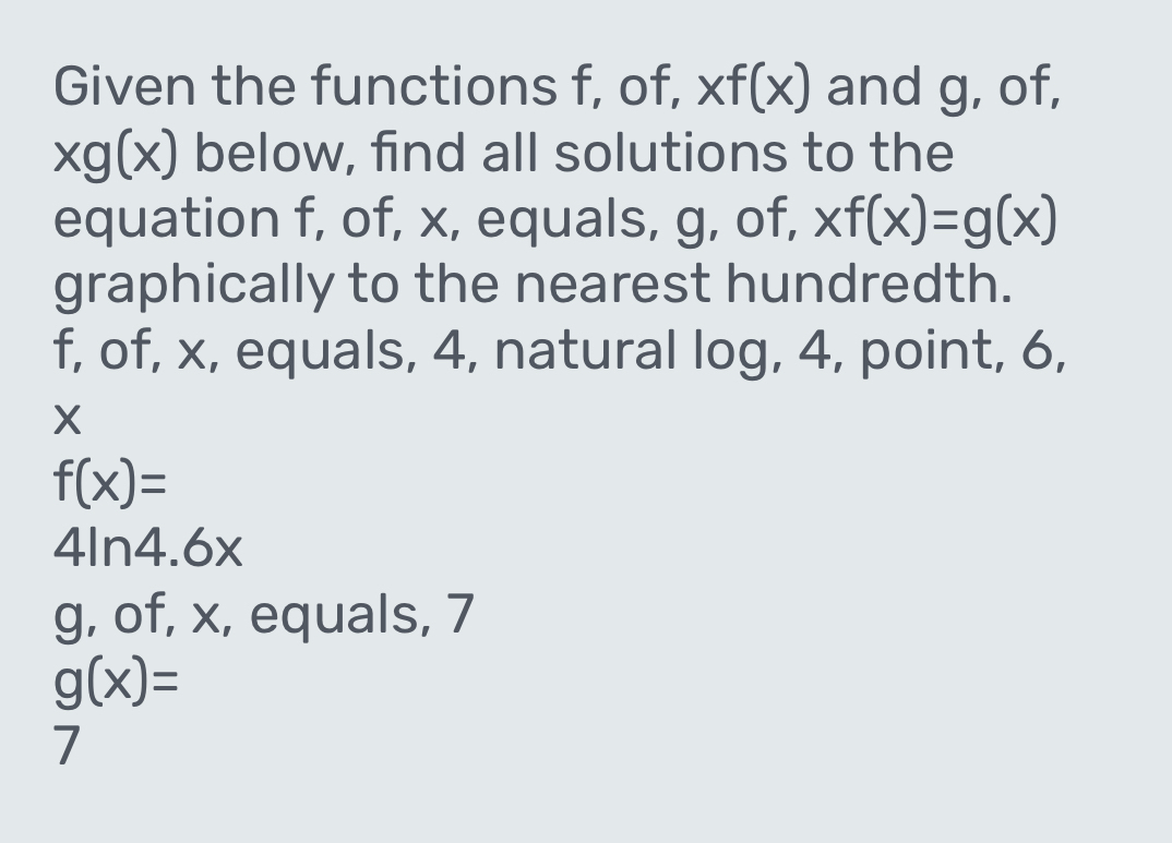 Solved: Given the functions f, of, xf(x) and g, of, xg(x) below, find ...