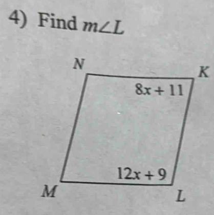 Find m∠ L