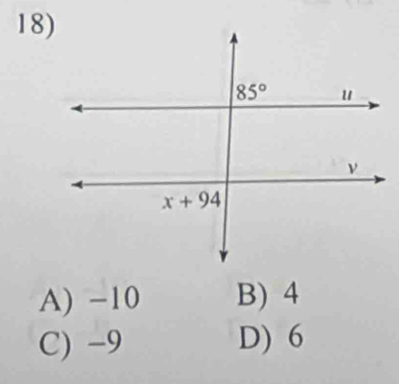 A) -10 B) 4
C) −9 D) 6