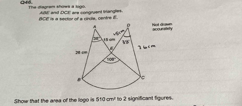 Solved: The diagram shows a logo. ABE and DCE are congruent triangles ...